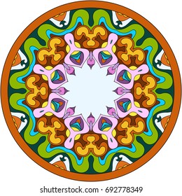 Vector abstract ornamental vintage ethnic round frame