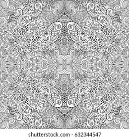 Vector abstract outline hand drawn floral background