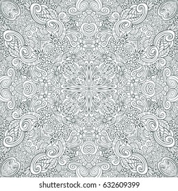 Vector abstract outline hand drawn floral background