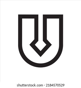 Vector Abstract Outline Initial Letter U Logo Design Brand Symbol Icon Template Illustrations