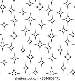 Vector abstract outline seamless pattern with glitter, sparks. Childish texture with shine in doodle style. Stars shining, sparkling, glowing, twinkling. Backdrop texture, Wrapping design
