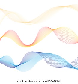 Vector abstract outlined wave on white background