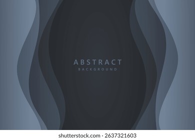 vector abstract overlapping gray waves symmetrically on dark background