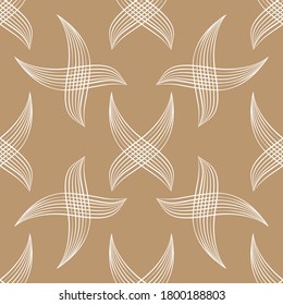 El estilo de línea de línea superpuesta abstracta del vector deja un fondo de patrón sin fisuras. Fondo de follaje estilizado y disperso. Simple ilustración moderna dibujada a mano. Todo impreso para el tema ecológico de Kraft
