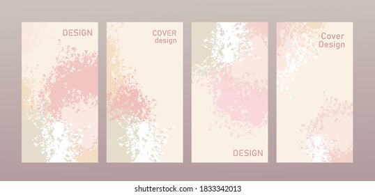 Vector abstract page cover design for instagram, set of vertical backgrounds. Trendy minimalist template with cover text space for social media pages