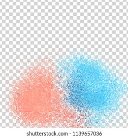 Vector abstract paint spray pink and blue colors on a transparent background