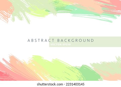 Fondo horizontal de pintura abstracta vectorial con espacio de copia. Obra de arte de mano, manchas texturadas. El color pastel dibujado a mano traza el fondo artístico.