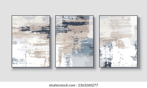 Vector abstract painting of three pieces. Modern print. Decorative Arts. poster, art painting