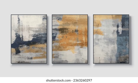 Vector abstract painting of three pieces. Modern print. Decorative Arts. poster, art painting