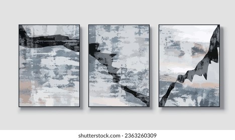 Pintura abstracta vectorial de tres piezas. Impresión moderna. Artes Decorativas. afiche, pintura artística
