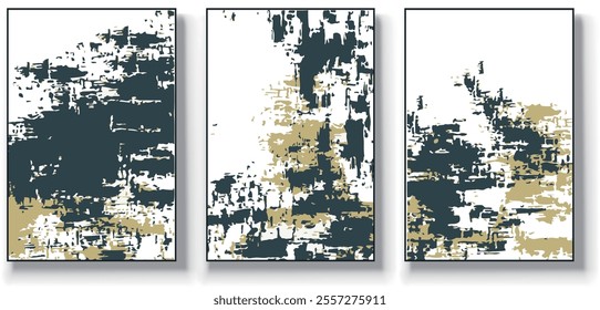 Vector abstract painting of three pieces. Modern print. Decorative Arts. poster, art painting