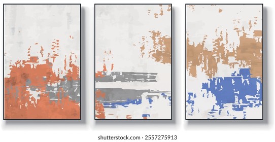 Vector abstract painting of three pieces. Modern print. Decorative Arts. poster, art painting