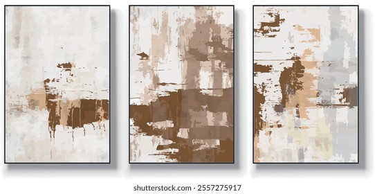 Vector abstract painting of three pieces. Modern print. Decorative Arts. poster, art painting