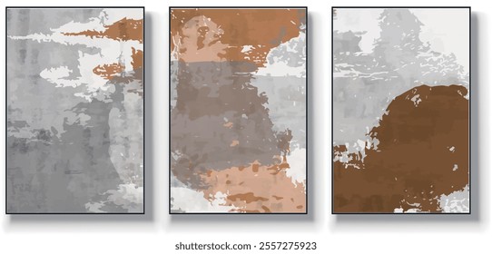 Vector abstract painting of three pieces. Modern print. Decorative Arts. poster, art painting