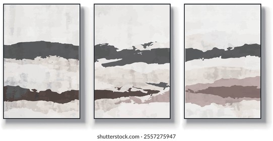 Vector abstract painting of three pieces. Modern print. Decorative Arts. poster, art painting