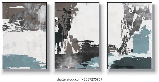 Vector abstract painting of three pieces. Modern print. Decorative Arts. poster, art painting