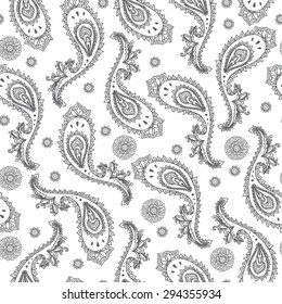 Vector abstract paisley and floral vintage hand-drawn pattern. Vector abstract paisley and floral vintage background.