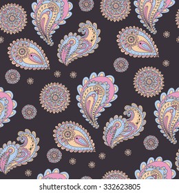 Vector abstract paisley and floral vintage hand-drawn pattern. Vector abstract paisley and floral vintage background.