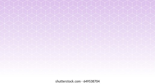 Vector abstract pale background. Pastel violet and white colors. Gradient. Geometric line pattern. Necker cube. Light neutral fond. 