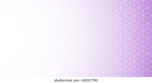 Vector abstract pale background. Pastel violet and white colors. Gradient. Geometric line pattern. Necker cube. Light neutral fond. 
