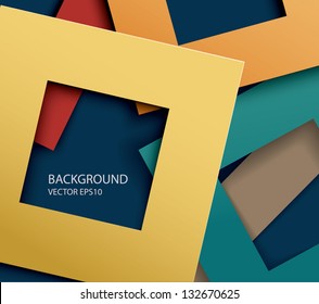 vector abstract paper square shapes background.