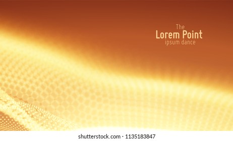 Vector abstract particle wave, points array with shallow depth of field. Futuristic illustration. Technology digital splash or explosion of data points. Pont dance waveform. Cyber UI, HUD element.
