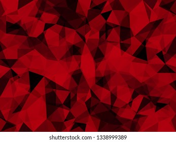 Vector Abstract Passionate Red with Triangles. Textured Wallpaper in Low Poly Style. Vector illustration of Fond in Texture with Deep Sensation. Modern Concept in Red Colors for Graphic Design
