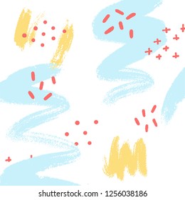 Vector abstract pastel background, hand drawn texture, memphis style. Stylish design for fabric, wallpaper, wrapping. Retro design, fashion art