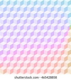 Vector abstract pastel colors background. Necker Cube pattern. Geometric texture. Modern soft colored fond. 