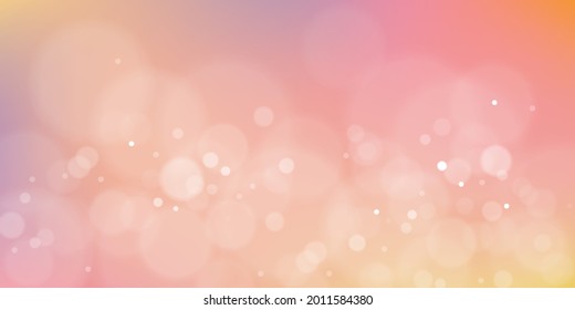 Vector abstract pastel sky with blur bokeh light effect.Backdrop Fantasy natural in Spring, Summer,Autumn,Winter with soft colour in pink,orange,yellow. Sweet background for four season banner
