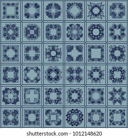 Vector abstract patch pattern. Mosaic tiled background