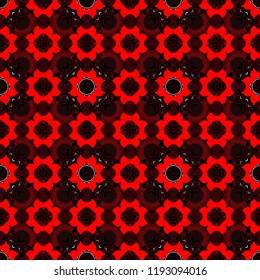 Vector abstract patch seamless pattern. Mosaic background in black, red and brown colors.