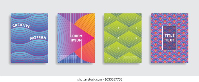 Vector abstract pattern background. Minimal gradient collection of shape texture. Colorful set of geometric cover design. Illustration with place for text. Graphic template for banner, poster, flyer