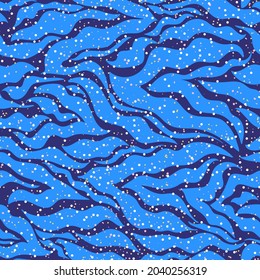 Vector abstract pattern in blue colors. Vector seamless pattern. Funny design for fabric, wallpaper and wrap paper.