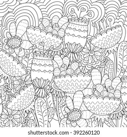 Vector abstract pattern. Coloring book page for adult. square form