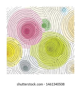 Vector abstract pattern, curved lines, grunge boho background. Dynamical rippled surface, hipster curvature