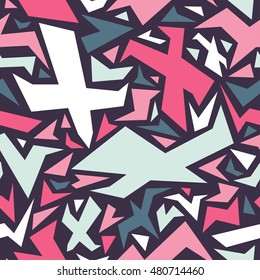 Vector abstract pattern with flying birds. 