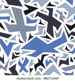 Vector abstract pattern with flying birds. 