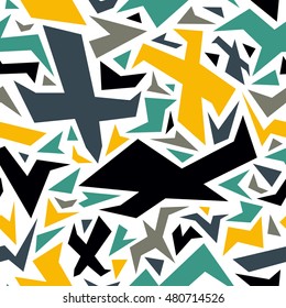 Vector abstract pattern with flying birds. 