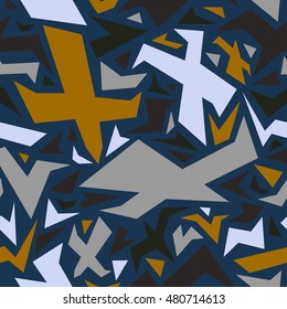 Vector abstract pattern with flying birds. 