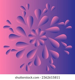 Vector abstract pattern in the form of petals arranged in a circle on a pink background