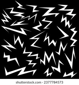 Vector abstract pattern in the form of white zigzags and lines on a black background