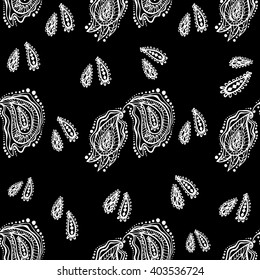 Vector abstract pattern. Hand drawn. Doodle style, spring/summer floral background. Boho style. Black and white.