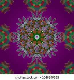 Vector abstract pattern. Hand-drawn colored mandala on a blue, purple and brown colors.