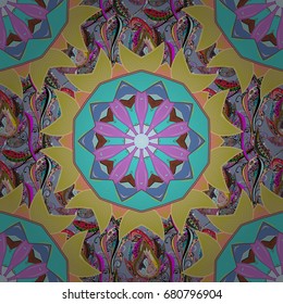 Vector abstract pattern. Hand-drawn colored mandala on a colorful background.