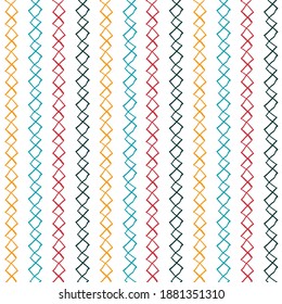 Vector abstract pattern with hand-drawn colorful rhombuses on a white background. Simple seamless illustration for wallpaper, wrapping paper, fabric design