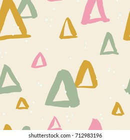 Vector abstract pattern with Ink Triangles and Dots. Hand drawn simple background with geometrical shapes. 