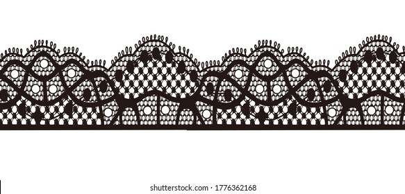 Vector Abstract  pattern with leaves and flowers . Trim Lace Ribbon for Decorating 