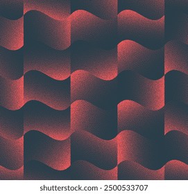 Vector Abstract Pattern Made of Red Dots on a Faded Background. The Dots Create the Illusion of Wavy Lines that Flow Horizontally Across the Image. Psychedelic Art Style Abstraction. Endless Wallpaper