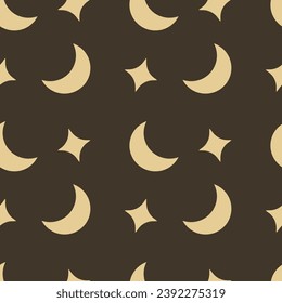 Vector abstract pattern Moon and stars on a dark background